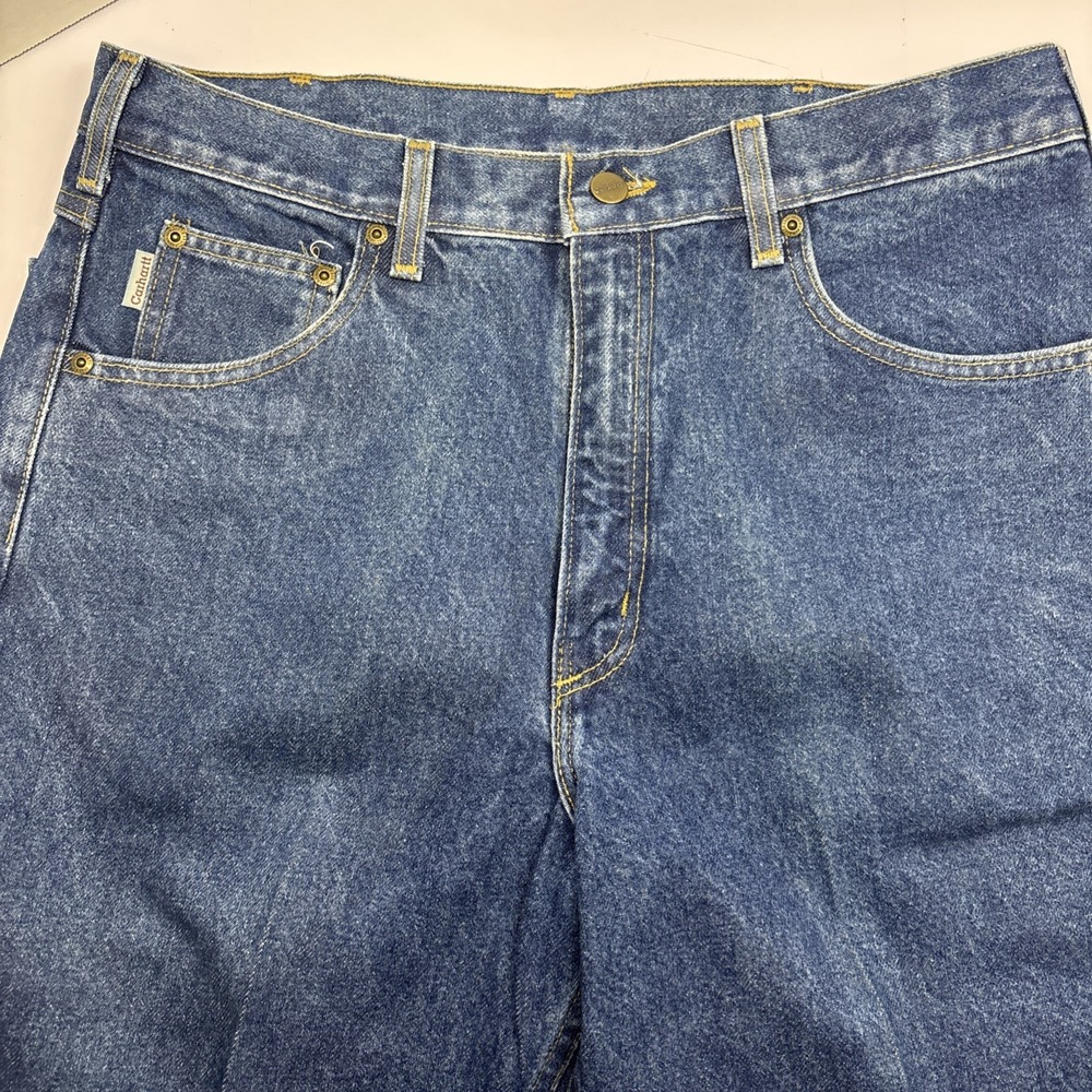 Carhartt Jeans Mens 35x32 (34x33) Blue Denim Straight Relaxed Fit Workwear USA - Picture 4 of 16